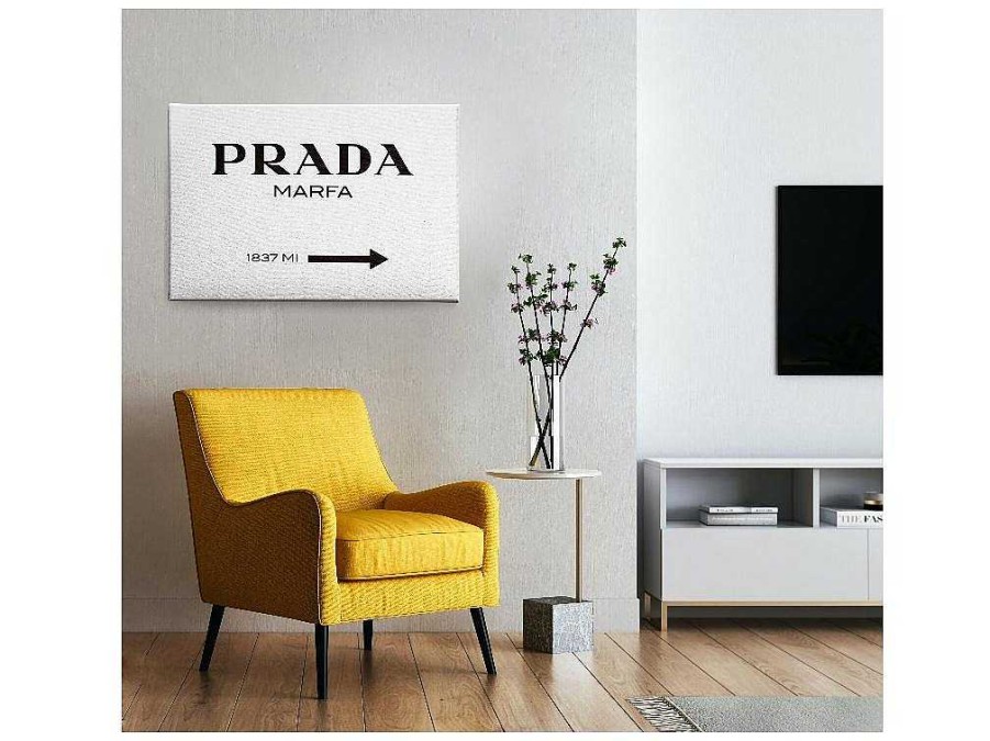 EPIKASA Decoratieve Wandplaat | Afdrukken Op Canvas Prada Marfa, Wit, Zwart, 45X3X70 Cm, Epikasa