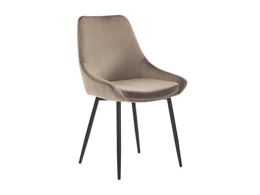 Vente-unique Stoel | Set Van 2 Stoelen Masurie - Fluweel - Taupe