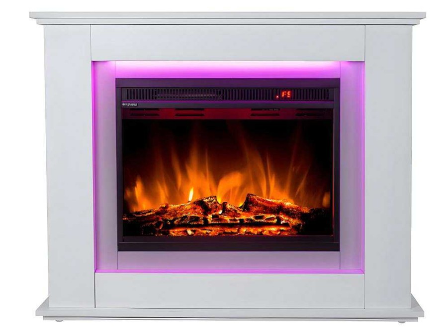 FLAMATECH Haard | Elektrische Sfeerhaard Nevado - Met Schoorsteenmantel - Leds - L100 X D27,5 X H82,5 Cm - Wit