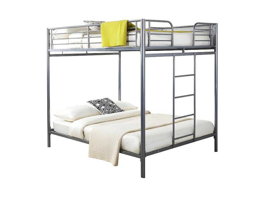 Vente-unique Aanbiedingen: Slaapkamer & Kantoor | Stapelbed Gemini Ii - 2X140X190Cm - Zilver