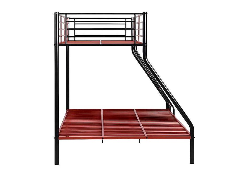 Vente-unique Kinderbed Stapelbed | Stapelbed Elevatio Iv - 90 En 140 X 190 Cm - Staal - Zwart En Rood