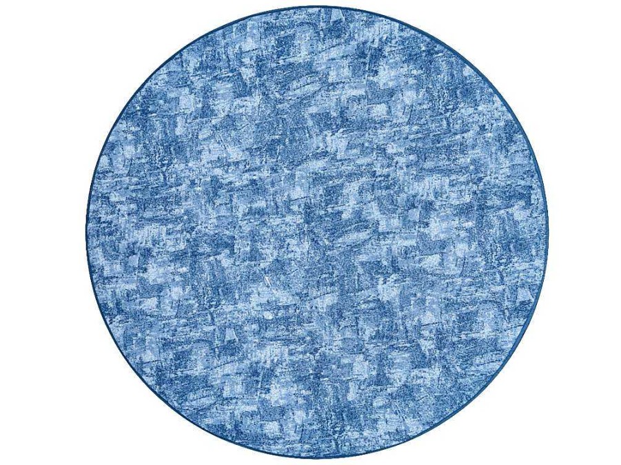 RugsX Tapijt Rond | Tapijt Rond Solid Blauw 70 Beton Cercle 150 Cm