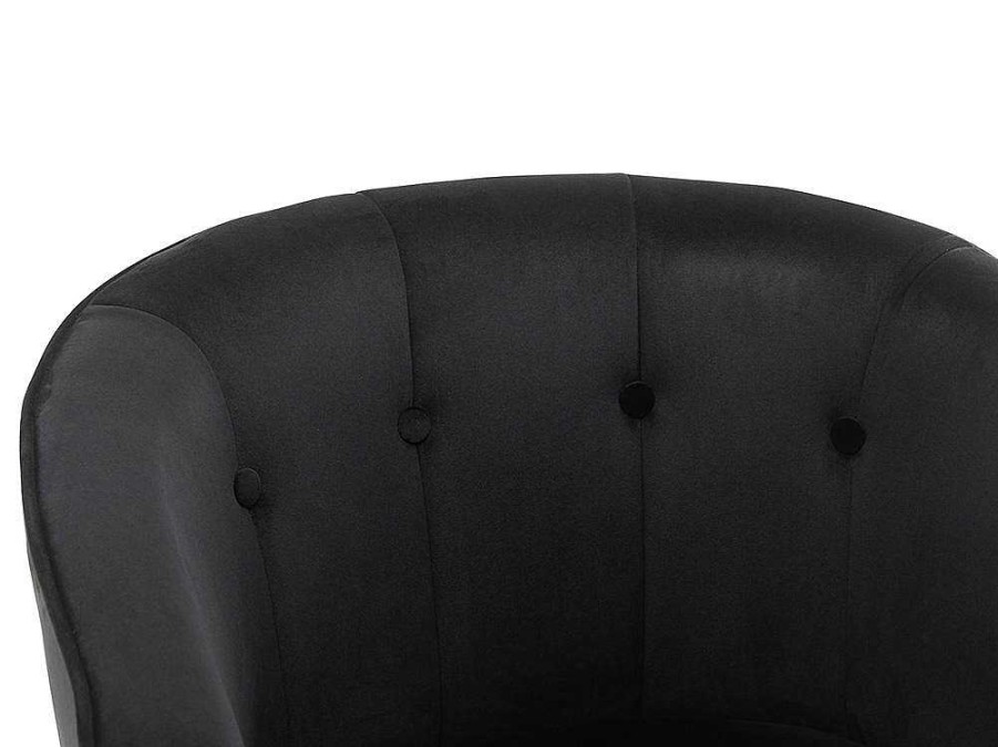 Vente-unique Fauteuil Met Holle Rugleuning | Fauteuil Met Armleuningen Fakart - 100% Polyester - Zwart