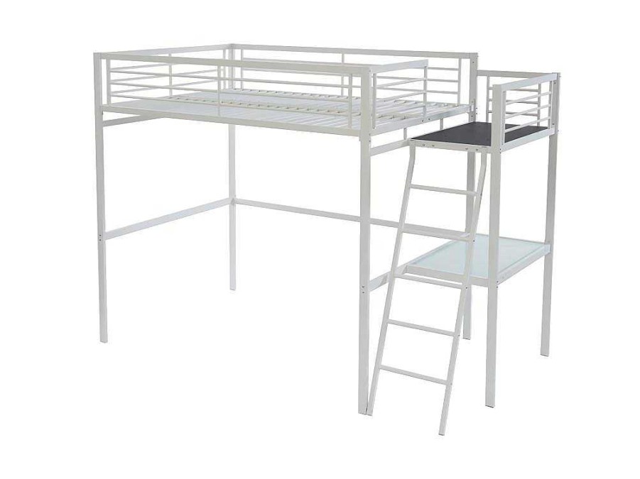 Vente-unique Kinderbed Hoogslaper | Hoogslaper Casual Ii - 140 X 190 Cm - Met Bureau - Wit