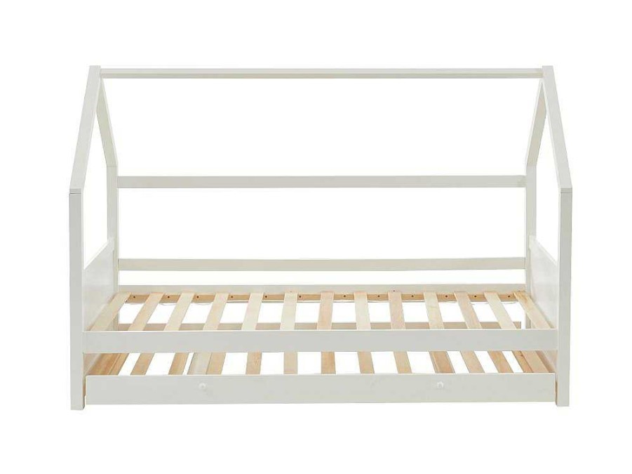 Vente-unique Bed Met Slaaplade | Uitschuifbed 2 X 90 X 190 Cm - Grenen - Wit + Matras - Hurra