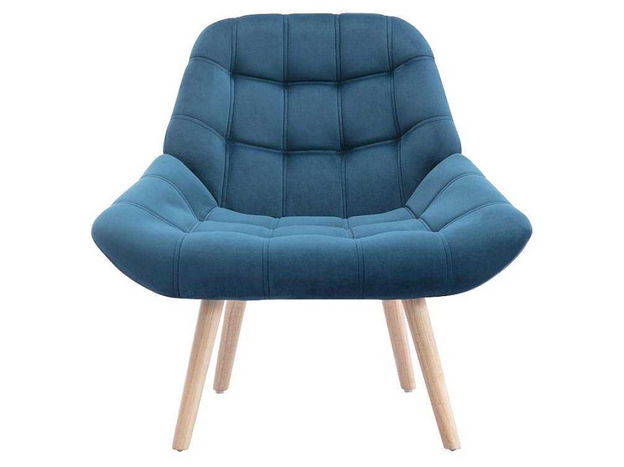 Vente-unique Fauteuil Stof Fluweel / Suedine | Fauteuil Van Blauwgroen Fluweel - Luosto