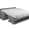 Vente-unique Slaapbank Met Matras | Vierzits Express Bedbank Vizir Van Stof - Grijs - Slaapafmeting 160 Cm - Matras 18 Cm