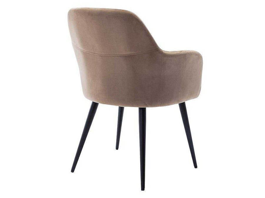 Vente-unique Stoel | Set Van 2 Stoelen Met Armleuningen Eleana - Fluweel En Zwart Metaal - Beige