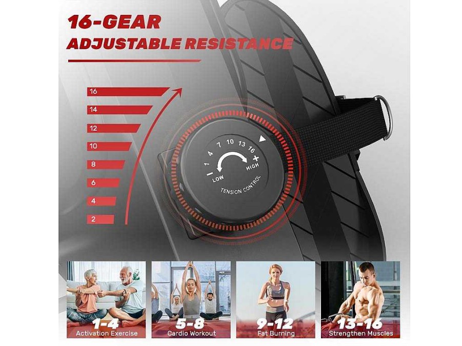 Vente-unique Fitness | Magnetische Roeimachine Voor Home Gym Office Workout 16 Niveau Instelbare Weerstand Met Lcd-Monitor