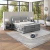 Palacio Elektrisch Relaxatiebed | Set Boxspring + Hoofdbord Met Ledlampjes + Elektrische Relaxbedbodems + Matras + Topmatras - 2 X 80 X 200 Cm - Grijze Stof - Astemi Van Palacio