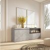 Skraut Home Buffetkast | Dressoir, Opbergkast, 210, 4 Deuren, Elektrische Haard Xxl, Cement