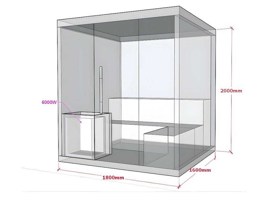 VOGUE SAUNA Finse Sauna | Traditionele Finse Sauna 4/5 Persoons Kolding - 180 X 160 X 200 Cm