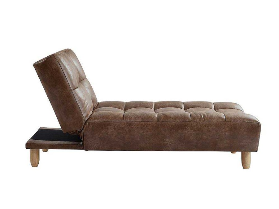 Vente-unique Chaise Longue | Chaise Longue Klik-Klak Van Gerijpte Microvezel Esteban - Chocolade Vintage