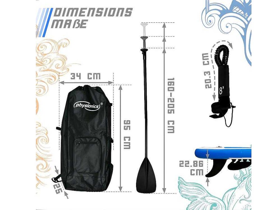 Vente-unique Watersport | Sup Board Poseidon 320 Cm - Blauw - Incl. Accessoires