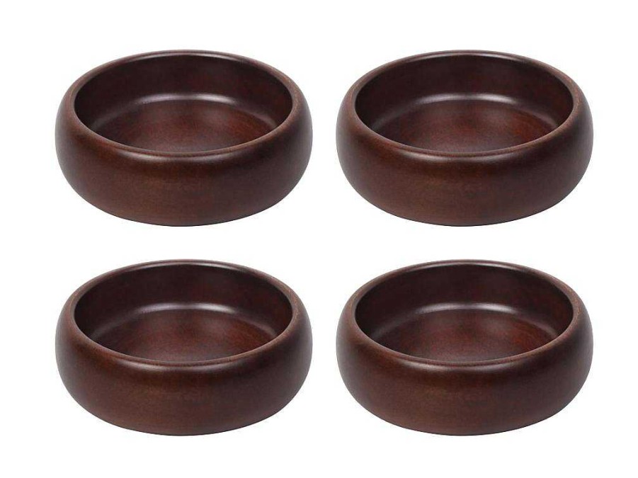 OZAIA Tafelservies | Set Van 4 Schaaltjes - D13 X H4 Cm - Mangohout - Naturel - Valisa