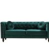 Vente-unique Chesterfield Zitbank | Driezitsbank In Smaragdgroene Fluweel Turner