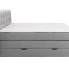 Palacio Boxspringbed | Set Boxspring Met Hoofdbord + Bedbodems Met Opbergruimte + Matras + Dekmatras - 160 X 200 Cm - Lichtgrijze Stof - Perama Van Palacio