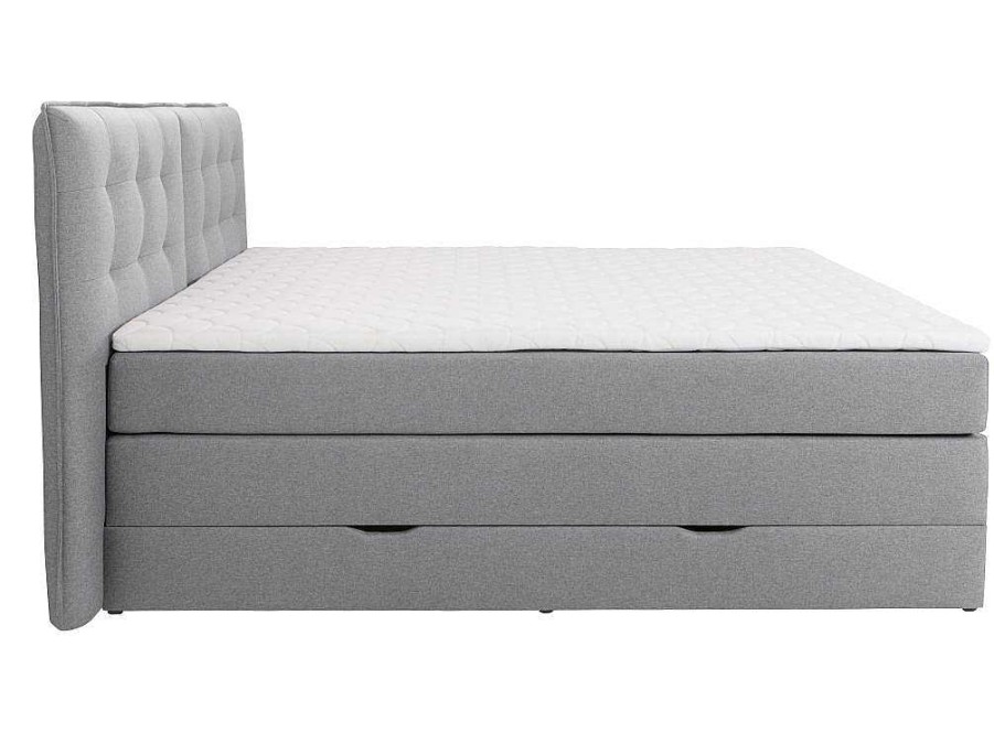 Palacio Boxspringbed | Set Boxspring Met Hoofdbord + Bedbodems Met Opbergruimte + Matras + Dekmatras - 160 X 200 Cm - Lichtgrijze Stof - Perama Van Palacio