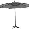 MYLIA Parasol | Ronde Hangparasol - Grijs - Staal - Ledverlichting - Diameter: 2,93 M - Pocota