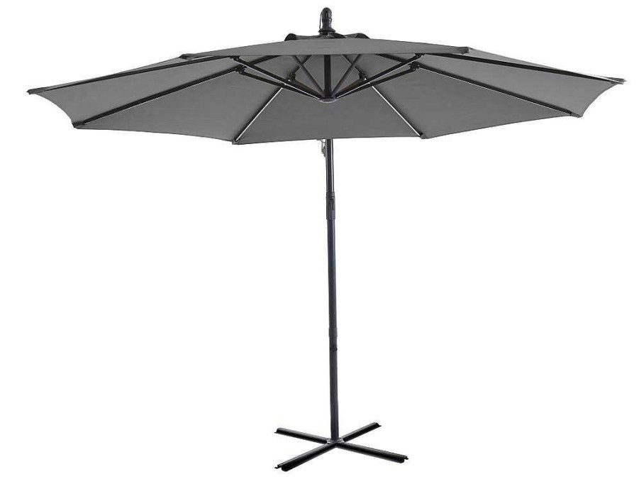 MYLIA Parasol | Ronde Hangparasol - Grijs - Staal - Ledverlichting - Diameter: 2,93 M - Pocota