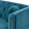 Vente-unique Chesterfield Zitbank | Omkeerbare Hoekbank Van Blauwgroen Velours Turner