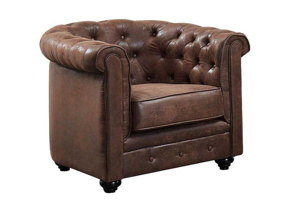 Vente-unique Aanbiedingen: Zitbank & Fauteuil | Fauteuil Chesterfield Van Microvezel Met Vintage Look