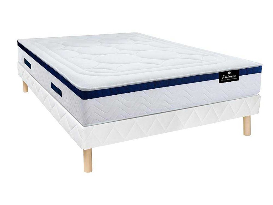 Palacio Set Matras En Lattenbodem | Set Bedbodem En Matras Pocketveren En Vormgeheugen Met Textuur Marquis Van Dreamea - Dikte 30 Cm - 140 X 190 Cm - Blauw