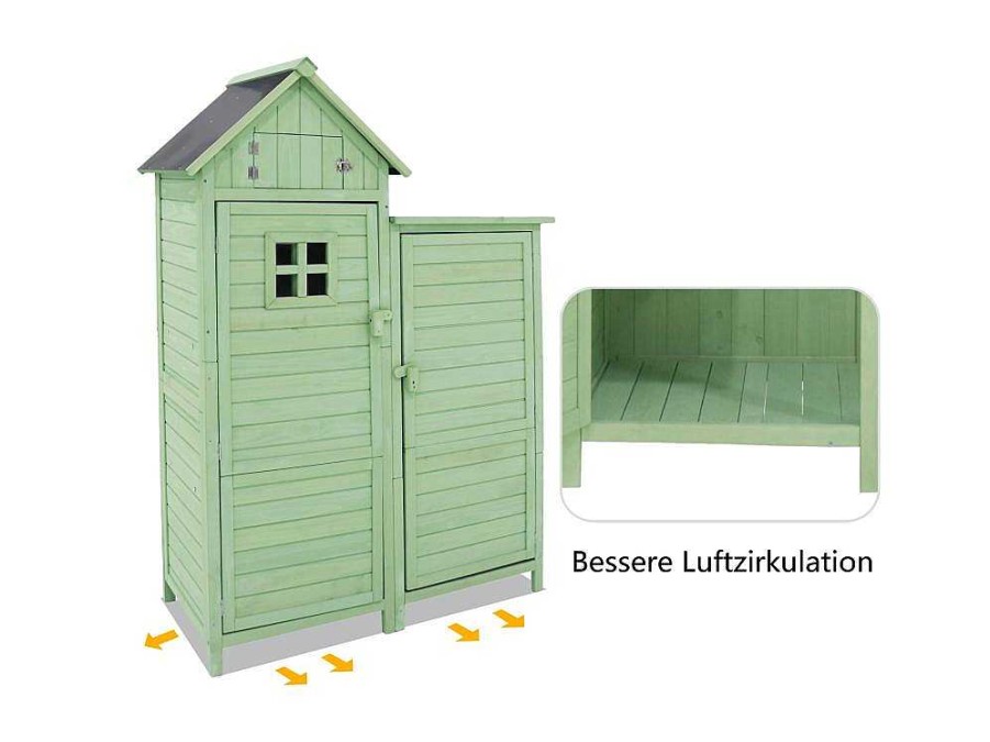 Vente-unique Tuinhuis | Massief Houten Tuinhuis Met Pvc Schuin Dak - 2 Planken 3 Klapdeuren - L118 X D54 X H173 Cm - Groen