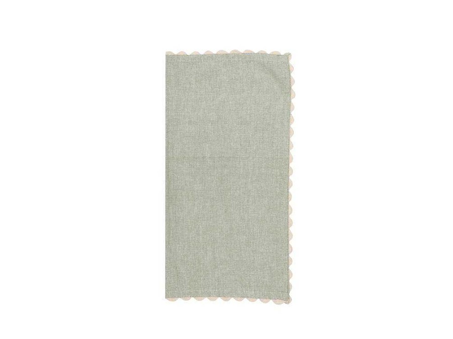 OZAIA Textiel Voor Eettafel | Set Van 4 Servetten Van Katoen - 45 X 45 Cm - Groen - Beige Rand - Loania