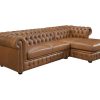 LINEA SOFA Chesterfield Zitbank | Hoekbank Chesterfield Brenton 100% Buffelleer - Hoek Rechts - Vintage Caramel