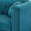 Vente-unique Chesterfield Zitbank | Driezitsbank Van Blauwgroen Velours Turner