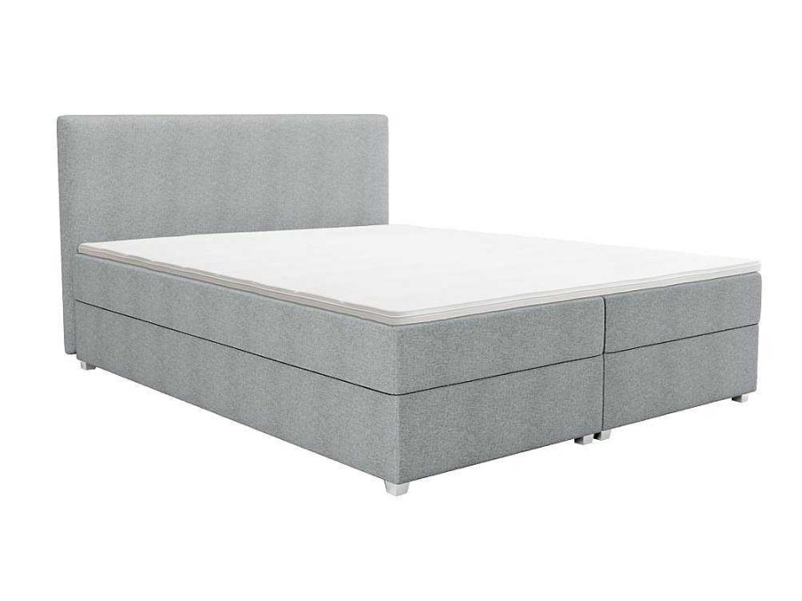 Ysmée Boxspringbed | Complete Set Met Boxspring En Hoofdbord + Bedbodem + Matras + Topmatras - 160 X 200 Cm - Stof - Lichtgrijs - Onan Van Ysmee