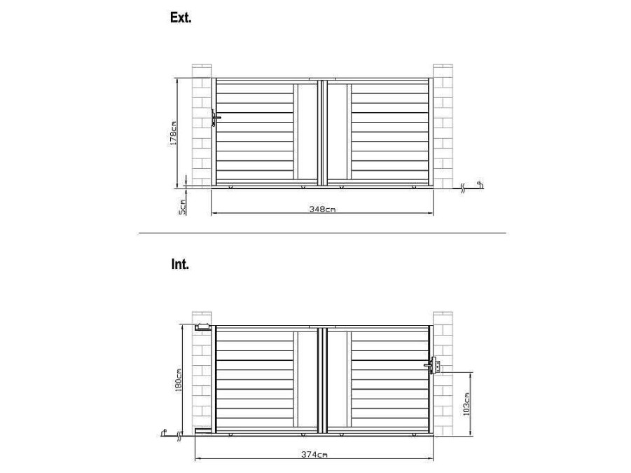 EXPERTLAND Hekjes & Poorten | Schuifpoort Van Aluminium Met Motieven - Halfopengewerkt - L. 374 X H. 180 Cm - Antraciet - Gregor