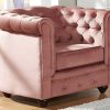 Vente-unique Fauteuil Stof | Set Van 2 Fauteuils Chesterfield - Fluweel - Pastel Roze