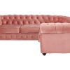 Vente-unique Chesterfield Zitbank | Hoekbank Van Fluweel Chesterfield - Pastel Roze