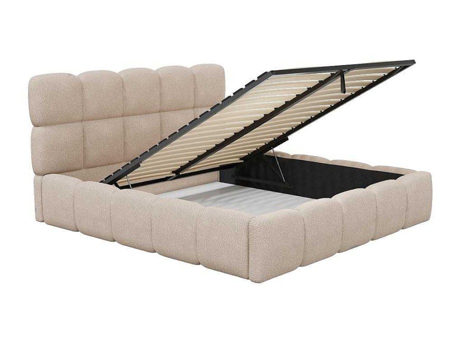 PASCAL MORABITO Tweepersoonsbed | Kofferbed - 160 X 200 Cm - Teddy-Stof - Beige - Damado - Van Pascal Morabito