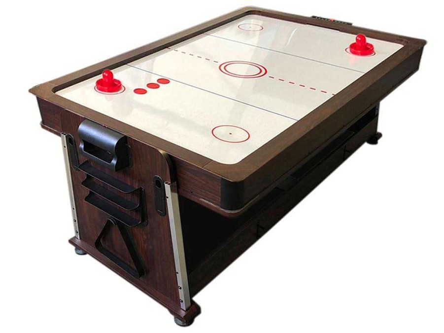 ELITESHOPPING Spel Voor Binnen | Biljarttafel 7 Voet Multi-Game Groen Air Hockey + Tennistafel Stark