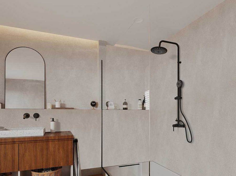 Shower & Design Douchekolom | Douchekolom Aita Van Mat Zwart Roestvrij Staal - 127 Cm