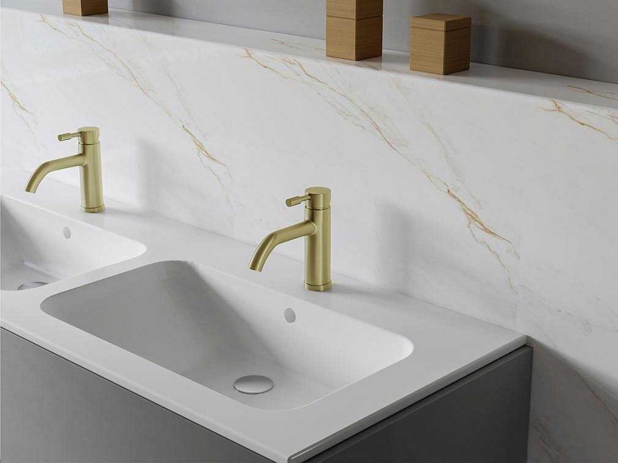 Shower & Design Kraan | Afgeronde Mechanische Mengkraan - Goud Met Satijnglans - Adour