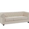 Vente-unique Chesterfield Zitbank | 3-Zitsbank Van Beige Stof Chesterfield