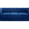 Vente-unique Driezitsbank | Driezitsbank Chesterfield - Fluweel - Koningsblauw