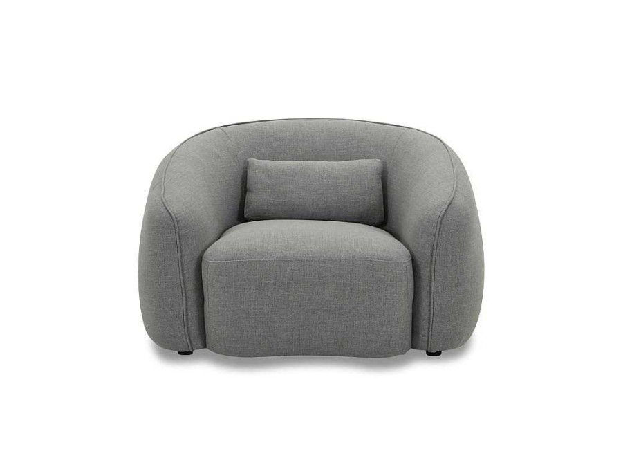 Vente-unique Fauteuil Met Holle Rugleuning | Fauteuil Van Grijze Stof Stefian