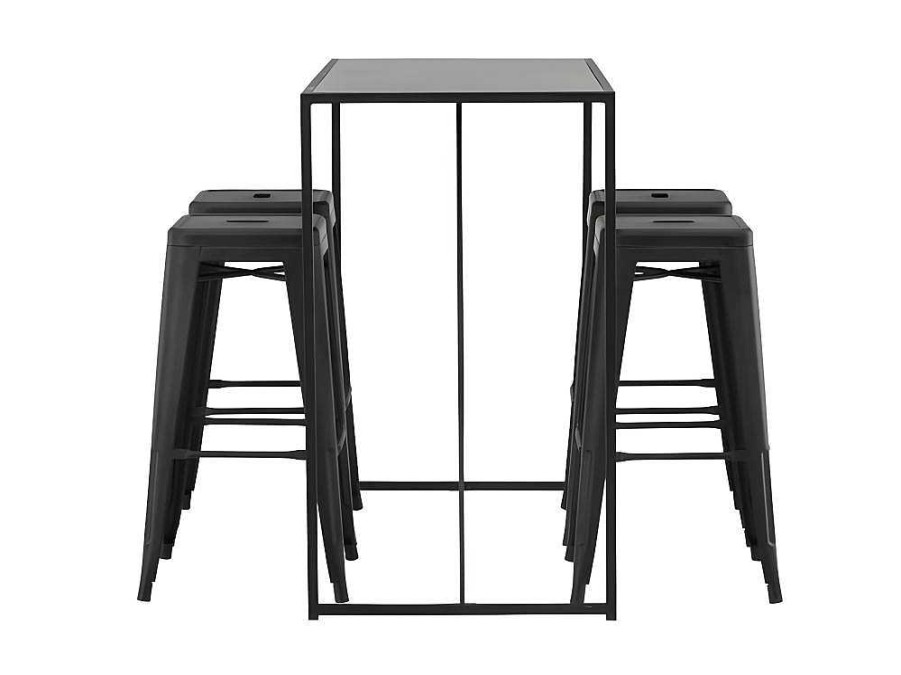 Vente-unique Barmeubel | Brea Barmeubelset Bartafel Zwart En 4 Tempe Barstoelen Zwart.