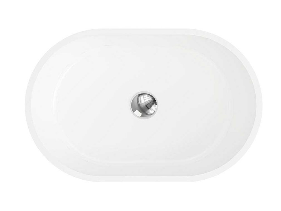 Shower & Design Wastafel | Ovale Wastafel Van Solid Surface - Wit - 58 Cm - Sengli