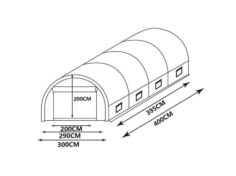 EXPERTLAND Tuinkas | Tunnelkas Ipomea 12M - L400 X L300 X H200 Cm