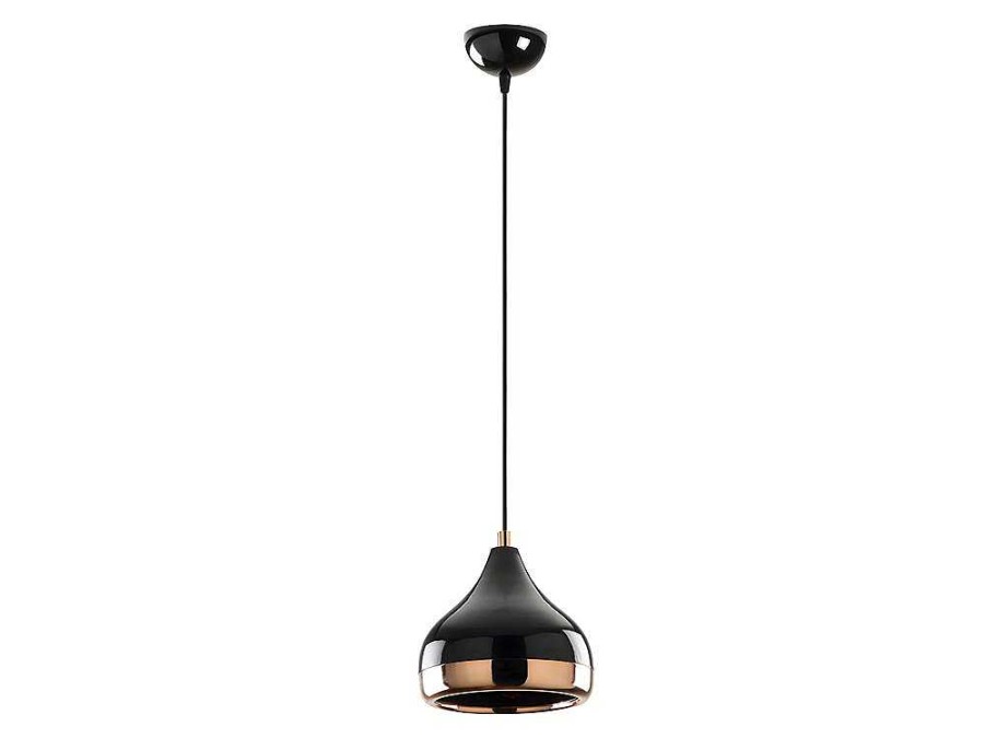 OZAIA Hanglamp | Hanglamp Met Verstelbare Hoogte Yildo - D17 X H25/112 Cm - Zwart En Koperkleurig