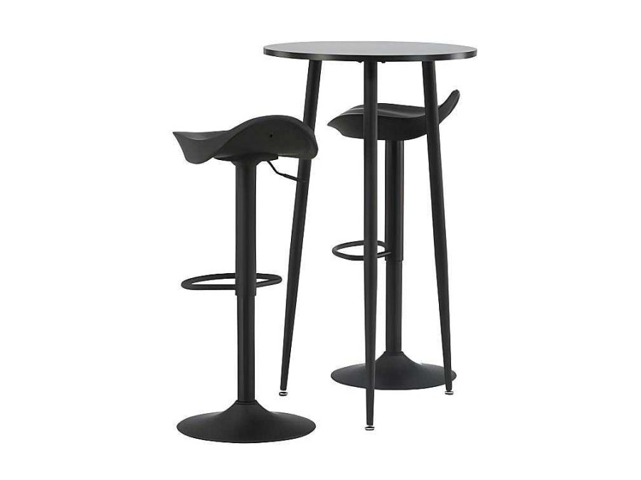 Vente-unique Barmeubel | Plaza Barmeubelset Bartafel Zwart En 2 Adesto Barstoelen Zwart.