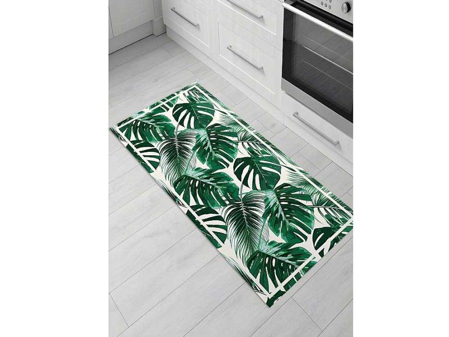 OZAIA Gangtapijt | Tapijt Van Vinyl Met Etnische Stijl Sierrana - 66 X 160 Cm - Groen En Wit