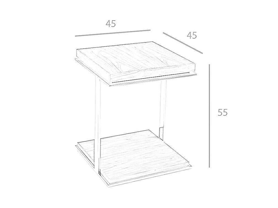 Angel Cerda Bijzettafel | Vierkante Hoektafel Walnoot 2038 Angel Cerda