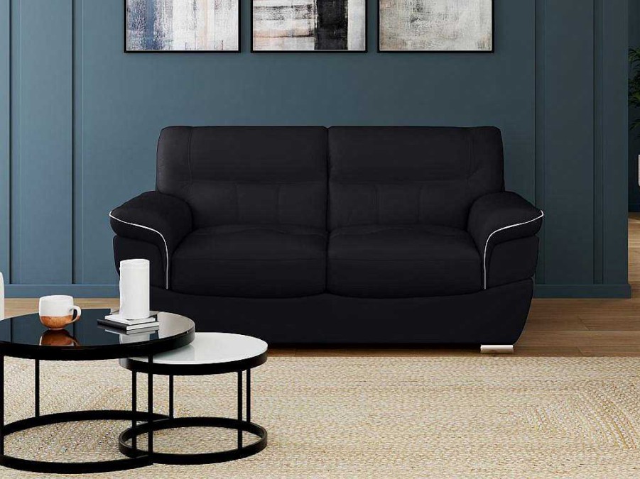 LINEA SOFA Tweezitsbank | Tweezitsbank Van Leer Thibault - Zwart